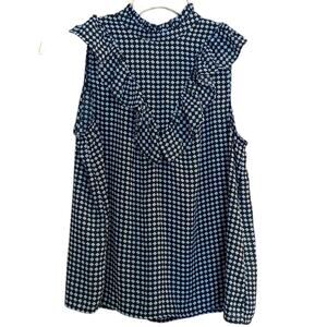 Who What Wear Women's Size Small Black Blue Print Sleeveless Blouse NWT